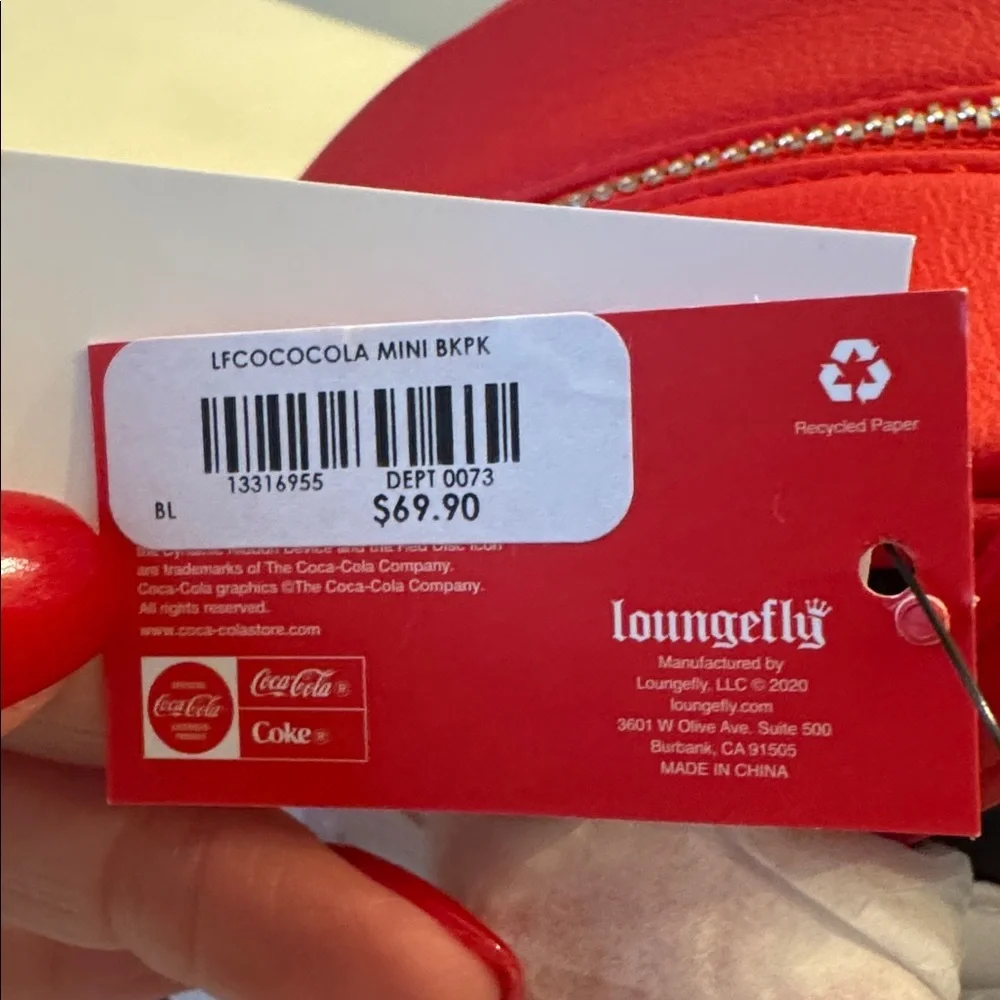 Brand new! Loungefly Coca-Cola Black and Red Mini Backpack with Coin Purse - Picture 6 of 10